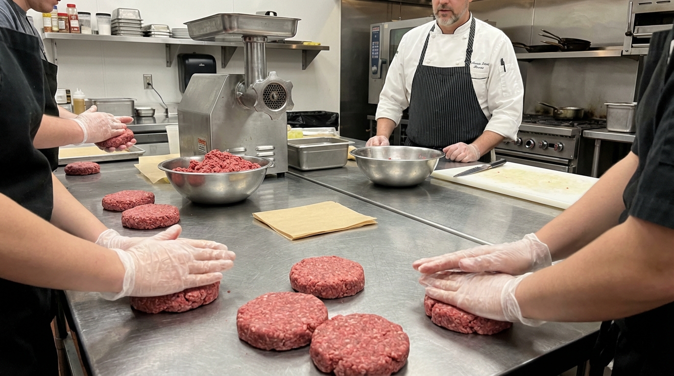 Fresh burger preparation