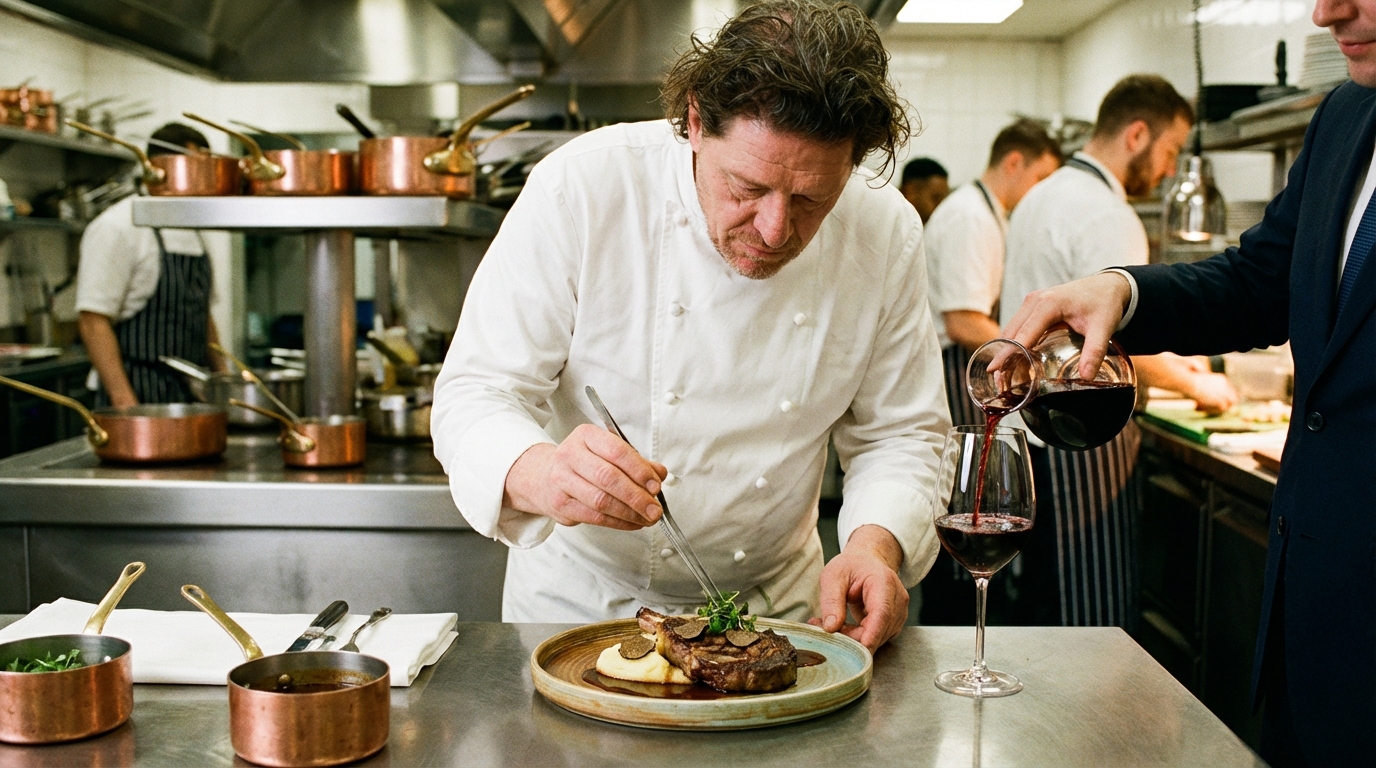 Chef preparing steak